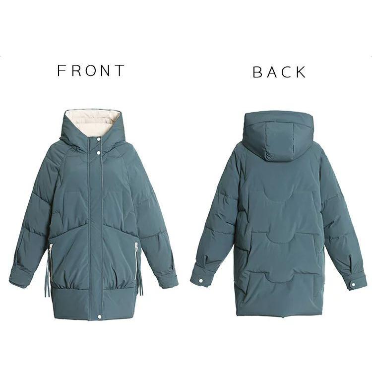 フーデッドカジュアルコート ミドル丈アウター フード付き アウター 中綿 上着 無地 スタイリッシュ カジュアル ポケット付き チャック ファスナー スナップ 暖 | ブランド登録なし | 09