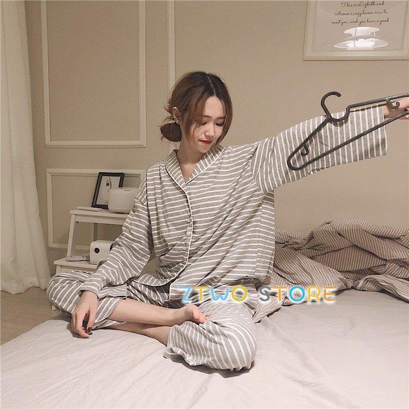 パジャマ レディース 前開き 春夏秋冬 長袖 ルームウェア 寝巻き 2点セット 綿 長ズボン シャツパジャマ 寝間着 部屋着 体型カバー 韓国風 可愛い 新品 | ブランド登録なし | 02