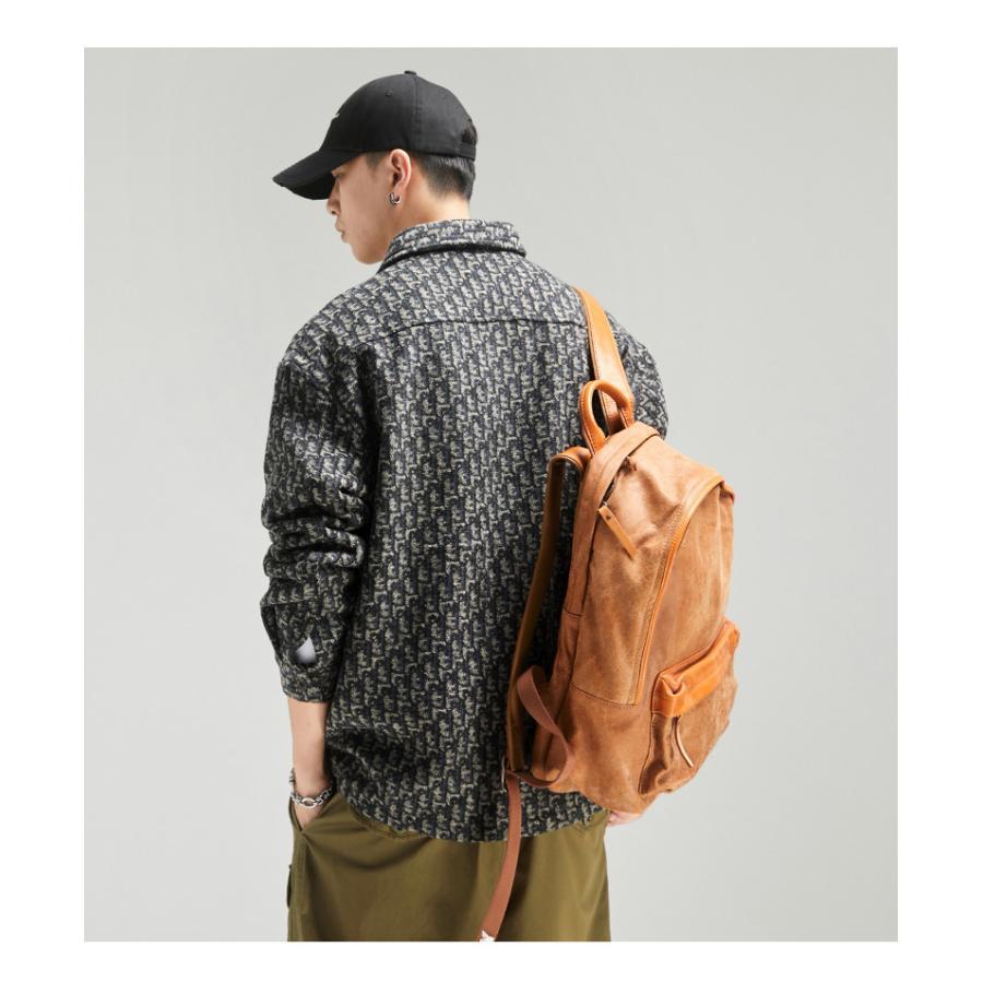 カバーオール シャツジャケット メンズ 長袖 ウール混 柄物 おしゃれ ワーク 作業着 両ポケット 大容量 ボタン留め ゆったり カジュアル アウター | ブランド登録なし | 10