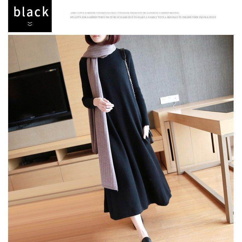 ワンピース レディース 長袖 ニット 40代 30代 50代 カジュアル きれいめ ゆったり ロング丈 ポイント消化の画像