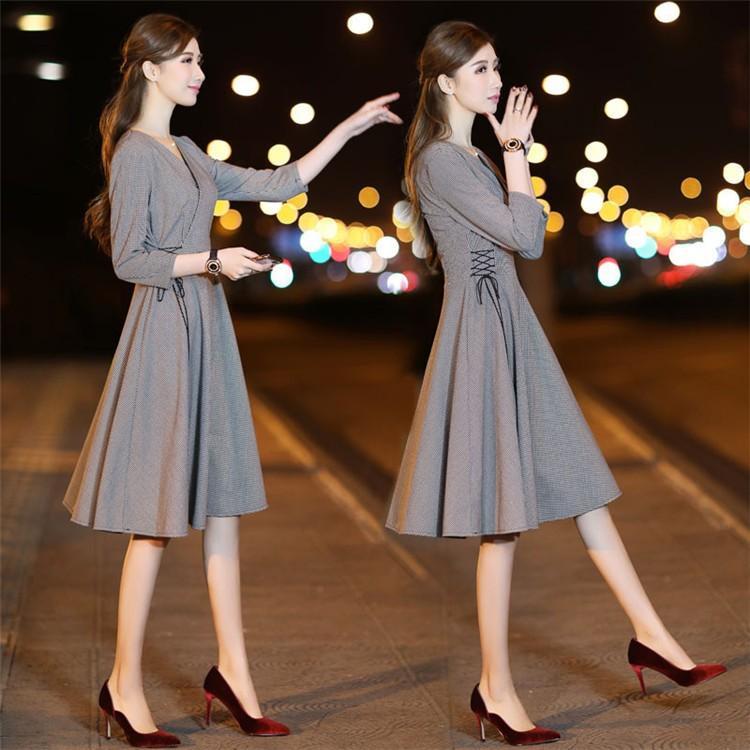 ワンピース レディース キレイめ 膝丈 ロング丈 ミモレ丈 秋冬 七分袖