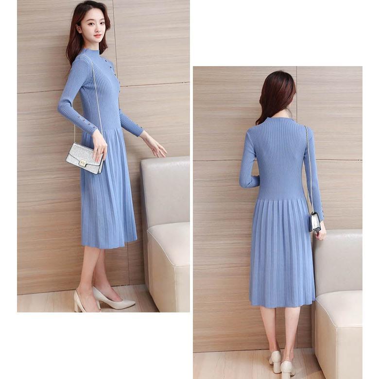 ❤佐藤繊維　新品　素敵な ニットワンピース 七分袖 ストライプ❤ ❤佐藤繊維 新品 素敵な ニットワンピース 七分袖 ストライプ