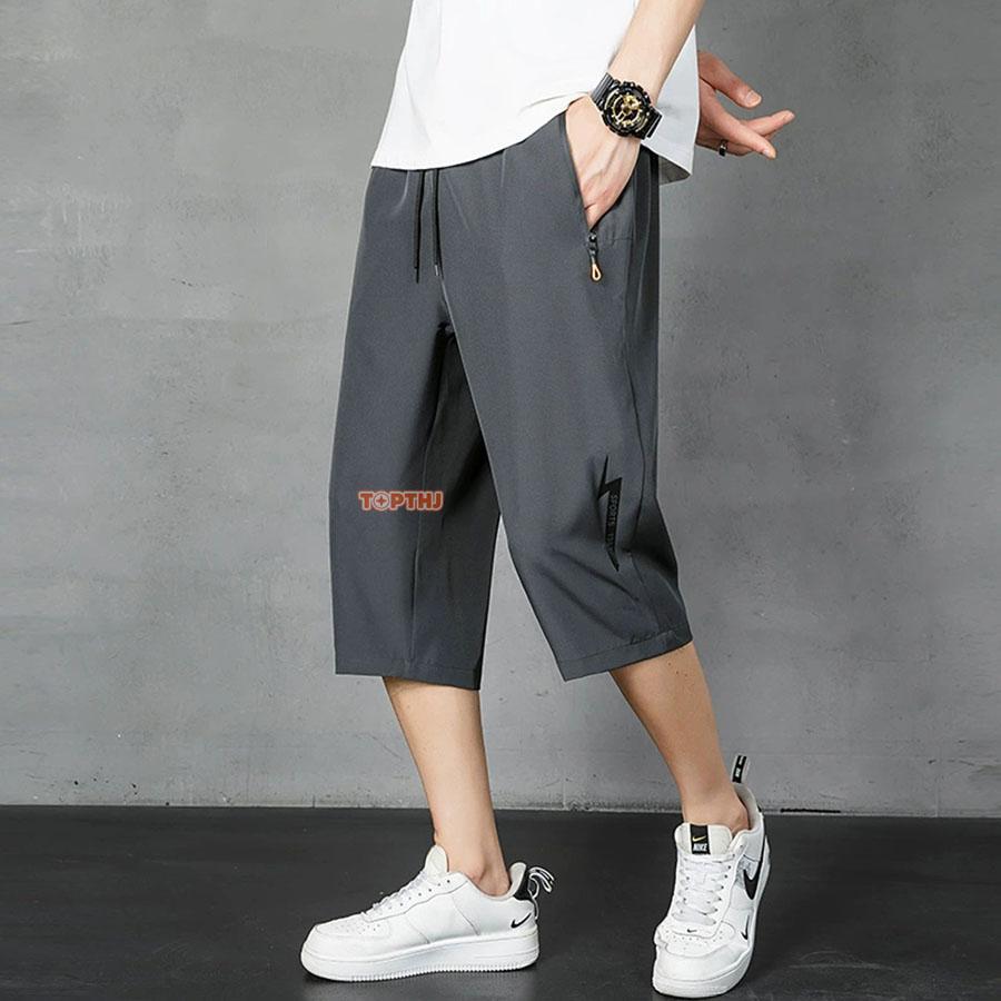 メンズ ハーフパンツ 夏服 冷感パンツ アイスシルクパンツ 7分丈