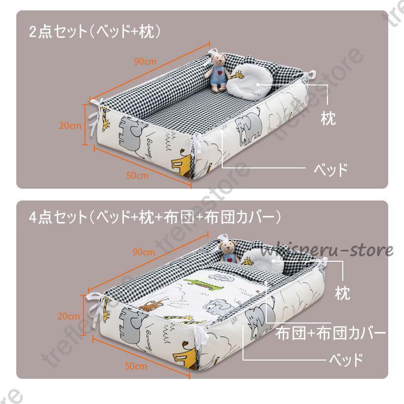 ベビーベッド 折りたたみ 赤ちゃん ベッドインベッド ベビー クーハン ミニ ベッド 持ち運び 添い寝 ガード 寝返り防止 長く使える ガードクッションの画像
