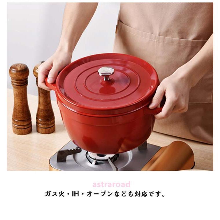 ホーロー鍋 鉄鋳物 ホーロー 両手鍋 24cm 深型 蓋付き IH対応 ガス火