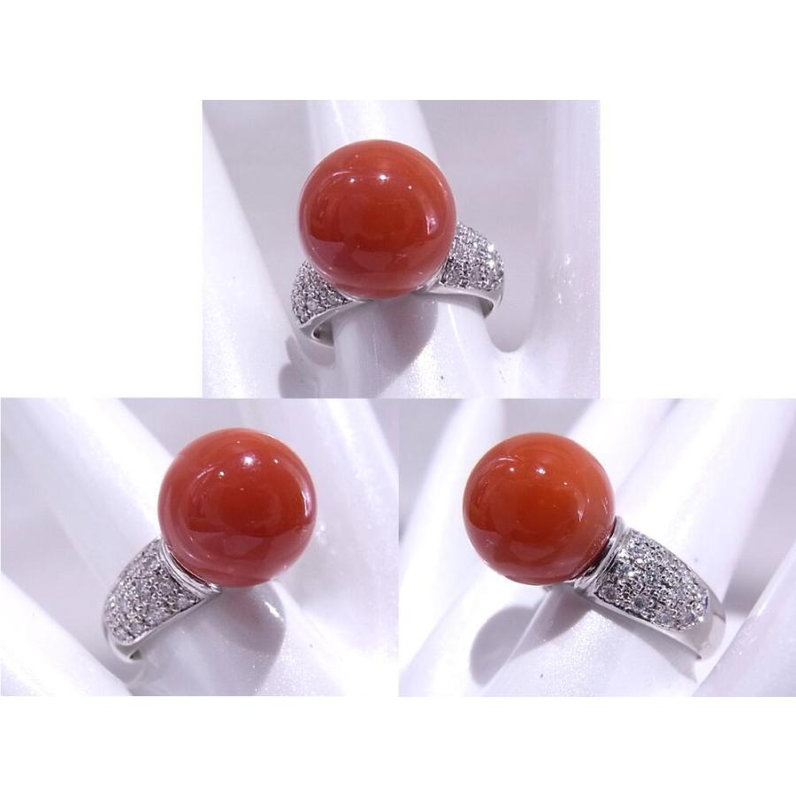 プラチナ　Pt900　 サンゴ　珊瑚 ダイヤモンド　0.27ct 【質屋出品】【中古】【程度A】の画像