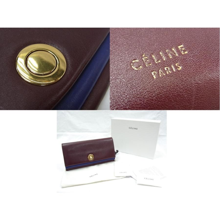 セリーヌ celine 二つ折り 長財布 ビコロール 金具 レザー バイ  