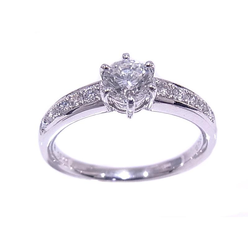 指輪 750WG ホワイトゴールド K18 立て爪 ソリティア ソリテール  