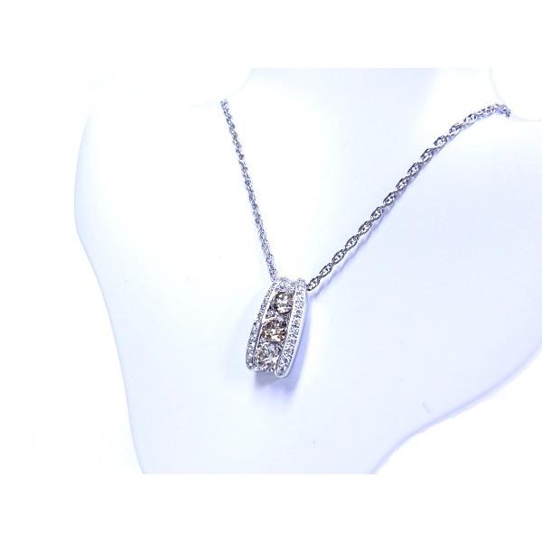 カシケイ スリーストーン ネックレス ブラウンダイヤ 1.00ct 0.20ct 