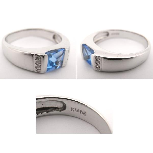中古】【程度A】 K14WG ホワイトゴールド 指輪 ブルートパーズ
