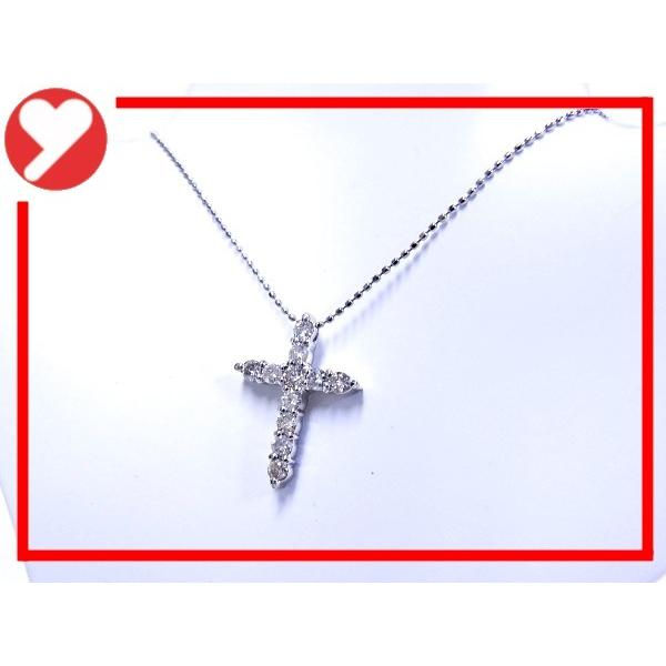 Pt850/900　プラチナ　クロス　ネックレスダイヤ　計0.50ct