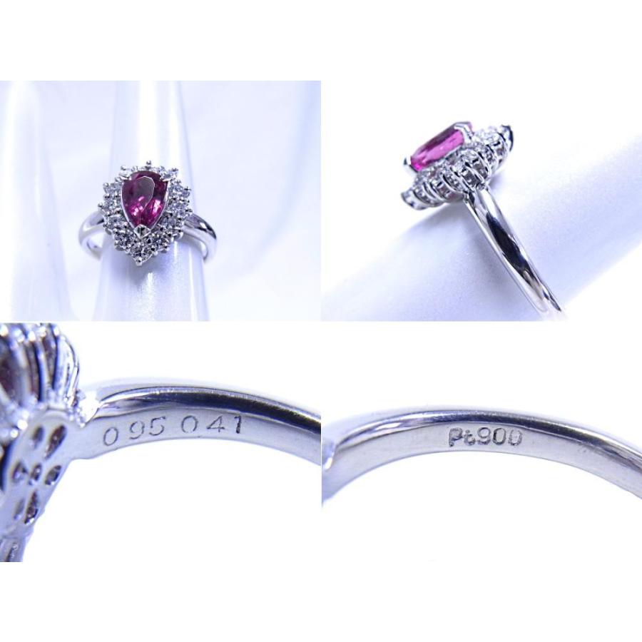 プラチナ Pt900 天然トルマリン リング 指輪 ピンクトルマリン 0.95ct  