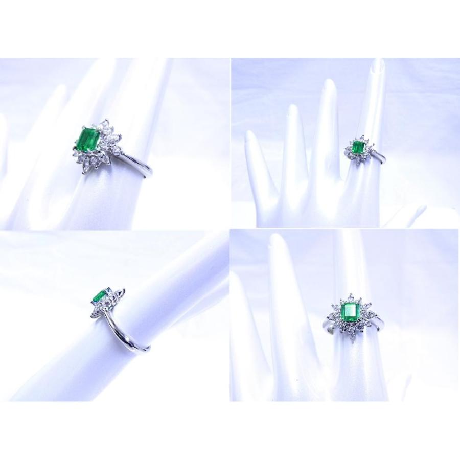 【天然ベリル】【中古】【程度A】【美品】【ミニソーティング付】Pt900 プラチナ 指輪 エメラルド ダイヤ ノーブランド リング 10号の画像
