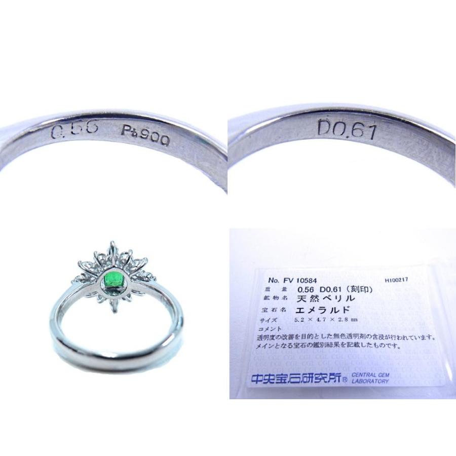 【天然ベリル】【中古】【程度A】【美品】【ミニソーティング付】Pt900 プラチナ 指輪 エメラルド ダイヤ ノーブランド リング 10号の画像