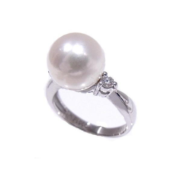 指輪 パールリング　9mm玉 ダイヤ　0.10ct Pt900　プラチナ　リング【中古】【程度A】【美品】 【新品仕上げ済み】の画像