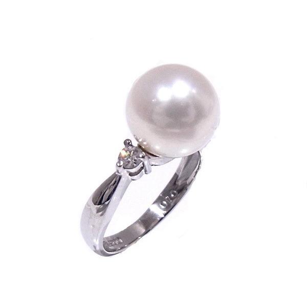 指輪 パールリング　9mm玉 ダイヤ　0.10ct Pt900　プラチナ　リング【中古】【程度A】【美品】 【新品仕上げ済み】の画像