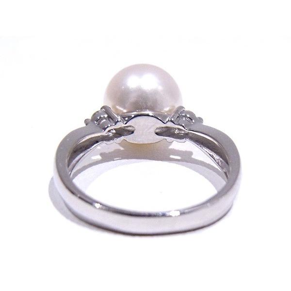 指輪 パールリング　9mm玉 ダイヤ　0.10ct Pt900　プラチナ　リング【中古】【程度A】【美品】 【新品仕上げ済み】の画像