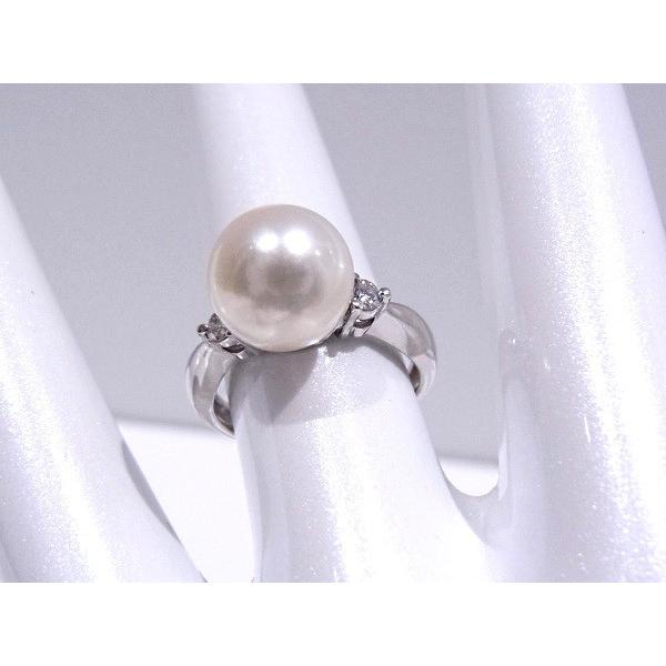 指輪 パールリング　9mm玉 ダイヤ　0.10ct Pt900　プラチナ　リング【中古】【程度A】【美品】 【新品仕上げ済み】の画像