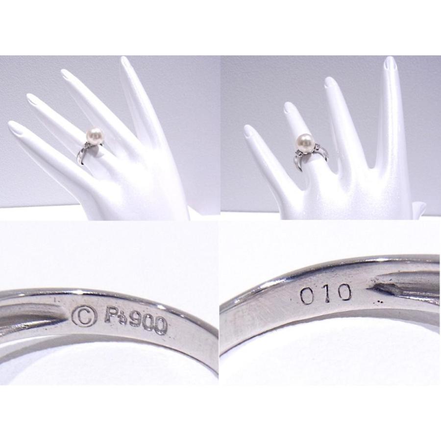 指輪 パールリング　9mm玉 ダイヤ　0.10ct Pt900　プラチナ　リング【中古】【程度A】【美品】 【新品仕上げ済み】の画像