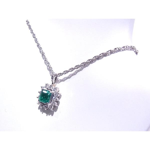 Pt850/900　プラチナ　エメラルド ダイヤ　ネックレス 【中古】【程度A】【美品】【ノーブランド】の画像