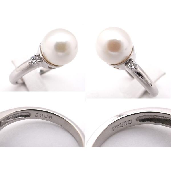 Pt900 指輪 パールリング 約9mm玉 ダイヤモンド プラチナ 真珠 リング  