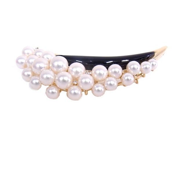 田崎真珠 タサキ パールブローチ兼ペンダント K18YG イエローゴールド 真珠 ダイヤ オニキス TASAKI