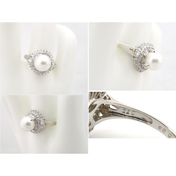 指輪 パールリング 約8.2mm玉 ダイヤ 0.53ct Pt900 プラチナ リング