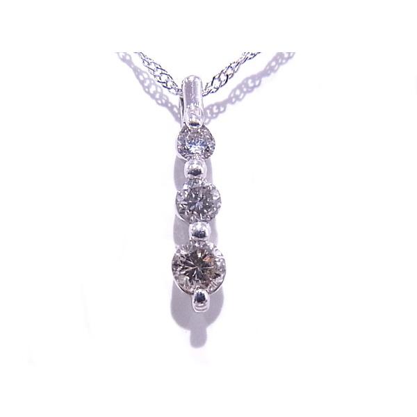 750 K18WG ホワイトゴールド ネックレス ダイヤ0.20ct デザイン  