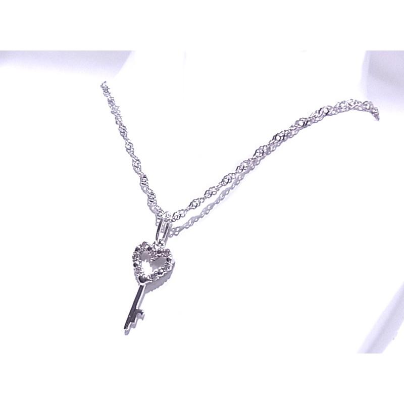 ハート型ホワイトゴールドネックレス&イヤリングセット 14KT WG 585 ホワイトゴールド ネックレス ダイヤモンド 合計