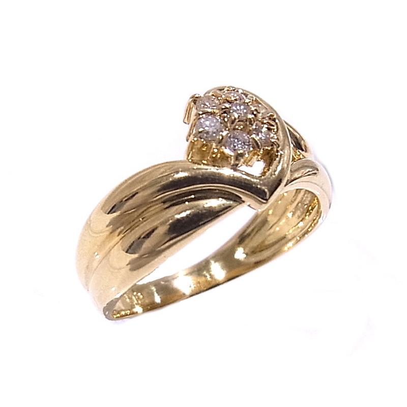 750　K18　YG　イエローゴールド 指輪 ダイヤ　ノーブランド　リング　花モチーフ 【中古】【程度A】【美品】の画像