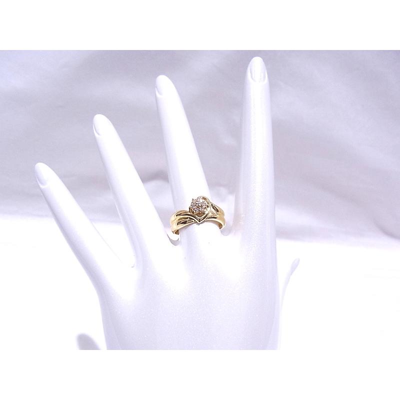 750　K18　YG　イエローゴールド 指輪 ダイヤ　ノーブランド　リング　花モチーフ 【中古】【程度A】【美品】の画像