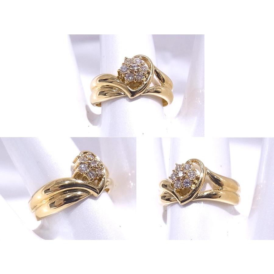 750　K18　YG　イエローゴールド 指輪 ダイヤ　ノーブランド　リング　花モチーフ 【中古】【程度A】【美品】の画像
