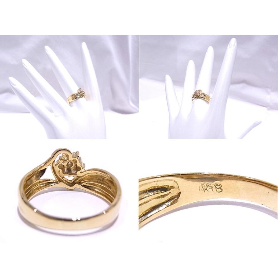 750　K18　YG　イエローゴールド 指輪 ダイヤ　ノーブランド　リング　花モチーフ 【中古】【程度A】【美品】の画像
