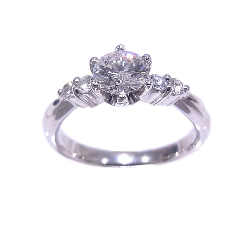 指輪 Pt900 プラチナ リング ダイヤモンド 中央0.509/0.12ct ミニ 