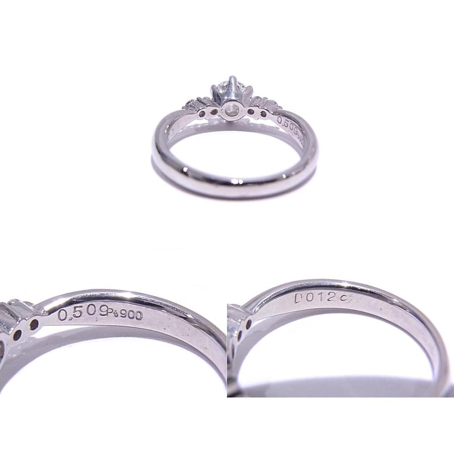 指輪 Pt900 プラチナ リング ダイヤモンド 中央0.509/0.12ct ミニ 