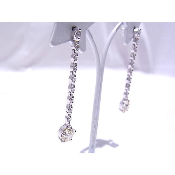 750 K18WG ホワイトゴールド ピアス さくらダイヤモンド 【中古 