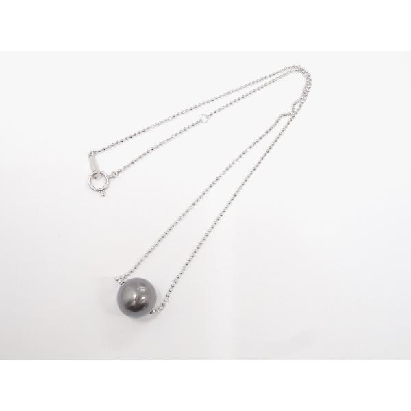 K18WG ホワイトゴールド ブラックパールネックレス 約12mm玉 セミ 