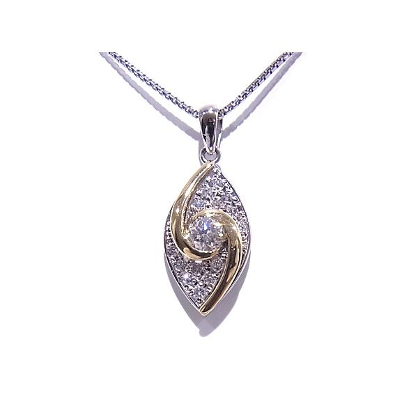 ペンダントネックレス　Pt850　Pt900/K18YG プラチナ/イエローゴールド ダイヤモンド　中央0.326ct/メレ0.20ct 【中古】【程度A】の画像