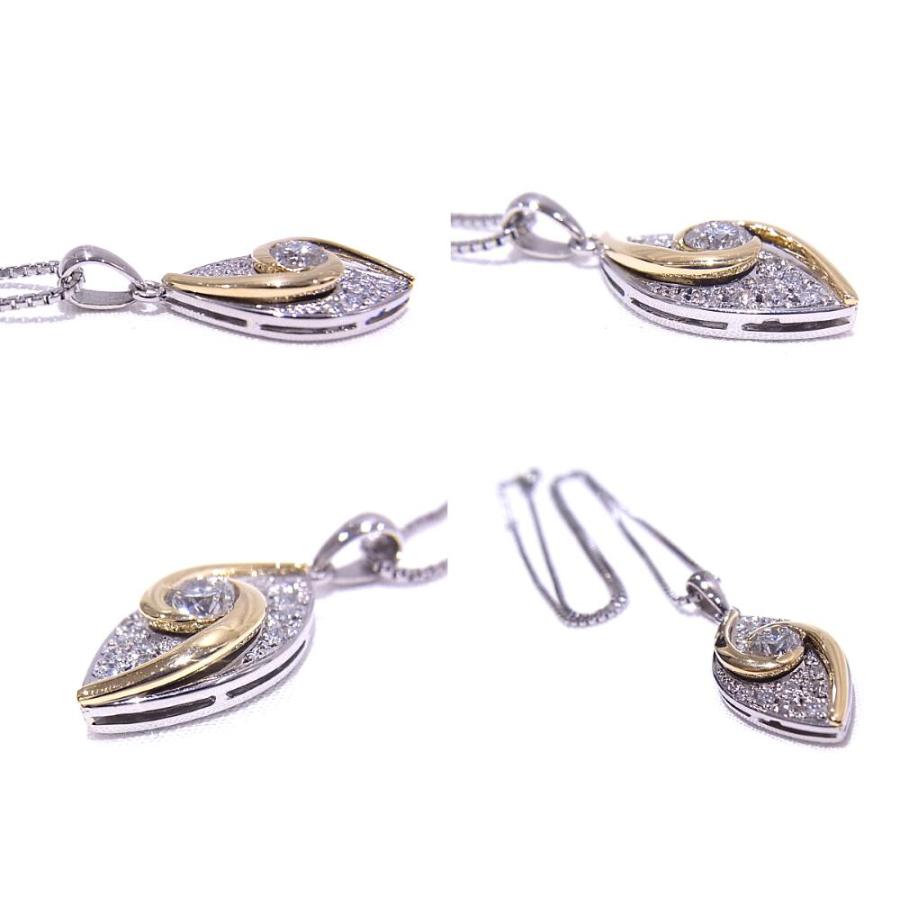 ペンダントネックレス　Pt850　Pt900/K18YG プラチナ/イエローゴールド ダイヤモンド　中央0.326ct/メレ0.20ct 【中古】【程度A】の画像