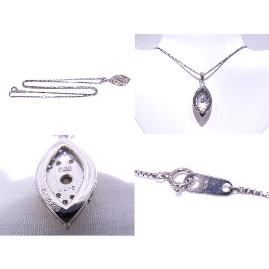 ペンダントネックレス　Pt850　Pt900/K18YG プラチナ/イエローゴールド ダイヤモンド　中央0.326ct/メレ0.20ct 【中古】【程度A】の画像