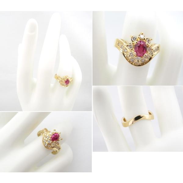 指輪　K18　YG　イエローゴールド  ノーブランド　リング  ルビー0.85ct ダイヤモンド0.38ct【中古】【程度A+】【美品】の画像