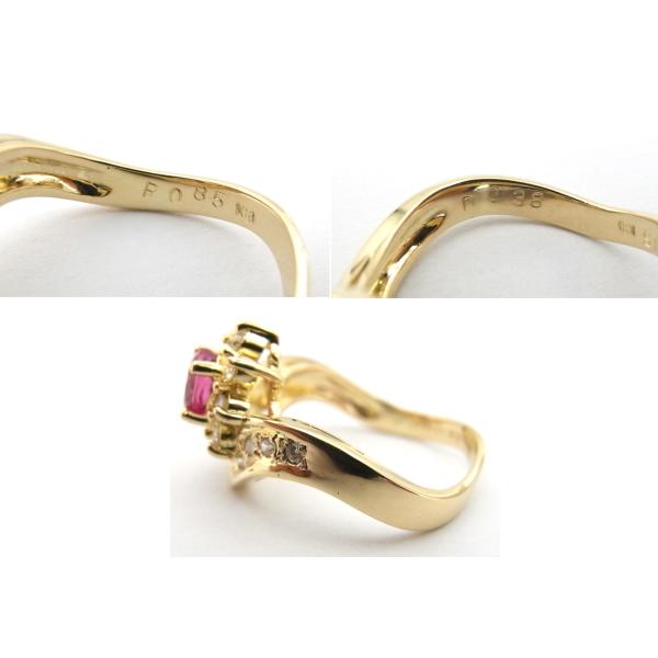 指輪　K18　YG　イエローゴールド  ノーブランド　リング  ルビー0.85ct ダイヤモンド0.38ct【中古】【程度A+】【美品】の画像