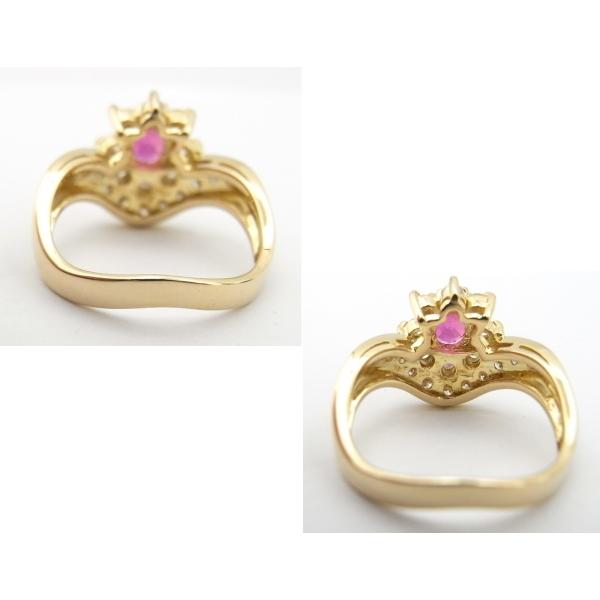 指輪　K18　YG　イエローゴールド  ノーブランド　リング  ルビー0.85ct ダイヤモンド0.38ct【中古】【程度A+】【美品】の画像