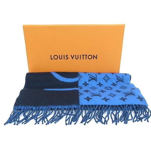 LOUIS VUITTON カシミヤ マフラー ブルー Louis Vuitton カシミヤ マフラー 青