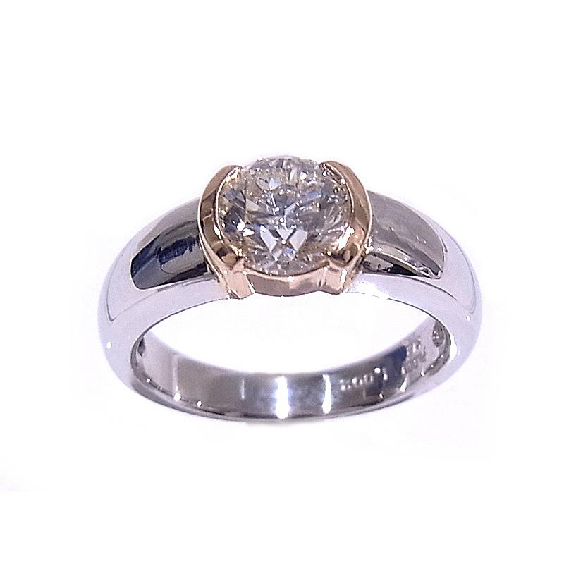 指輪 Pt900/K18 プラチナ/イエローゴールド コンビ ダイヤリング 1.002  