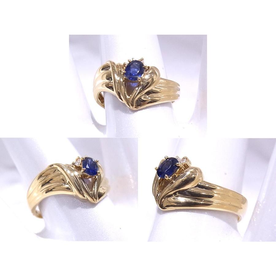 指輪　750　K18　YG　イエローゴールド ノーブランド　リング　サファイア　ダイヤ 【中古】【程度A】【極上美品】の画像