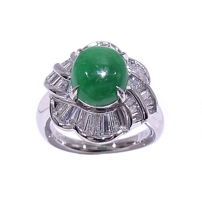 Pt900 プラチナ 天然ジェイダイト ひすい 翡翠 ヒスイ ダイヤモンド  