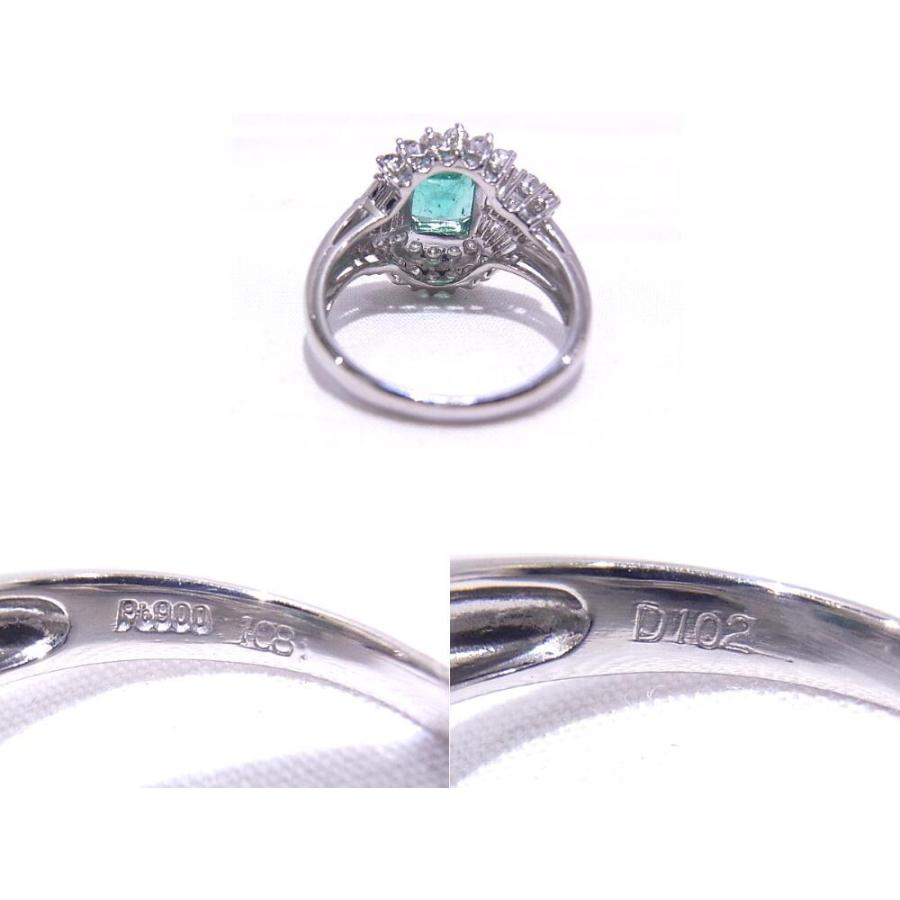 Pt900 プラチナ 指輪 エメラルド 1.08ct ダイヤモンド 1.02ct