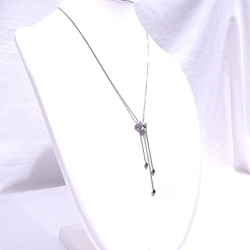750 K18WG ホワイトゴールド ネックレス ダイヤ 0.356ct/0.20ct 