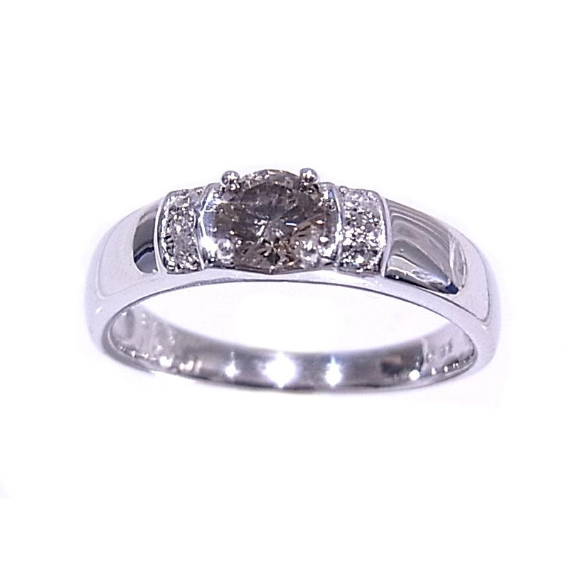 750 K18WG ホワイトゴールド 指輪 ダイヤモンドリング 中石0.321ct 脇  